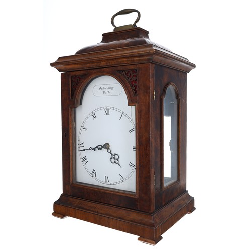 1216 - Georgian style walnut cased fusee bracket clock, the 7