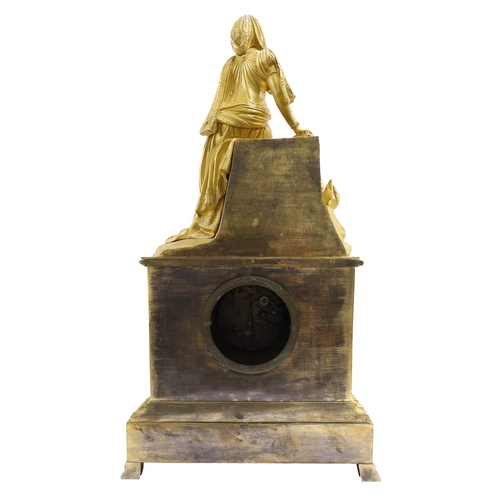 1217 - 19th century French gilt metal figural mantel clock, the 3.25