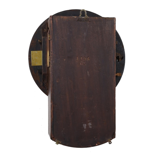 1244 - Good 19th century John Walker mahogany railway single fusee drop dial wall clock, the 11