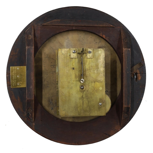 1244 - Good 19th century John Walker mahogany railway single fusee drop dial wall clock, the 11