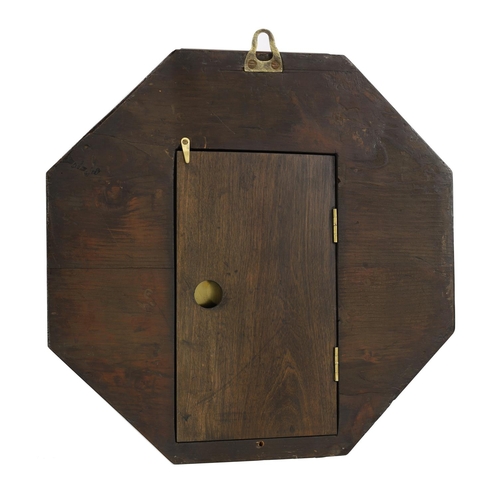 1245 - 19th century octagonal mahogany double fusee wall clock with pull repeat, the 10