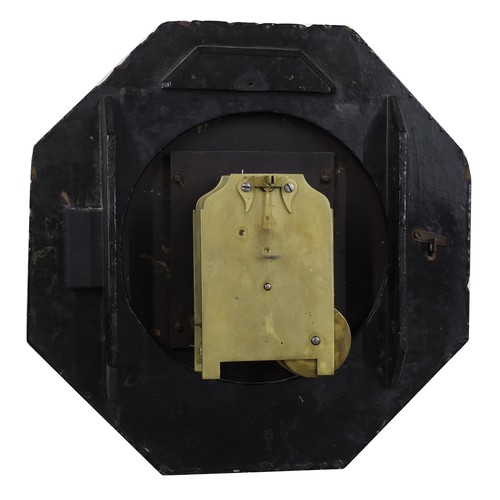 1246 - Victorian papier maché single fusee drop dial wall clock, the 12