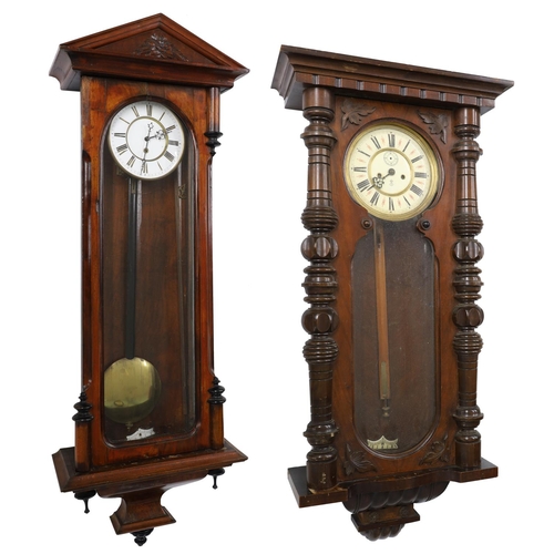 1251 - Vienna walnut cased single weight wall regulator clock (with pendulum and weight); with a Gustav Bec... 