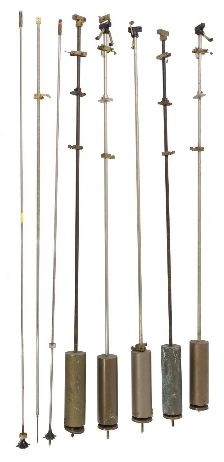 Five assorted electric master clock pendulums; together with three ...
