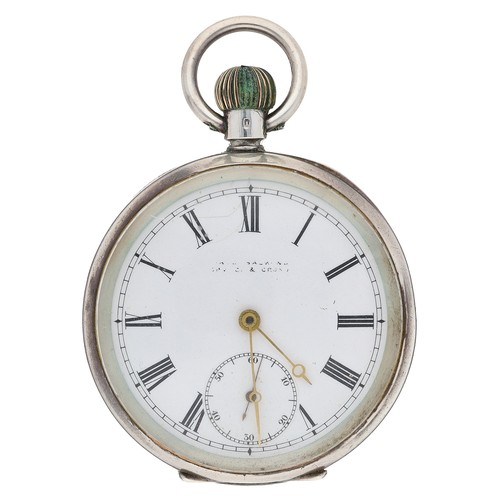 402 - Silver (0.935) lever pocket watch, unsigned movement with compensated balance and regulator, hinged ... 