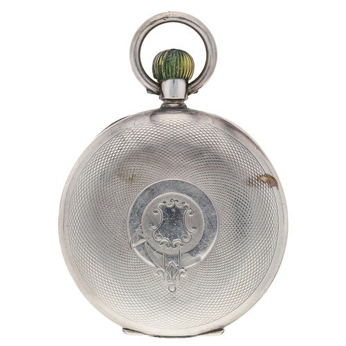 402 - Silver (0.935) lever pocket watch, unsigned movement with compensated balance and regulator, hinged ... 
