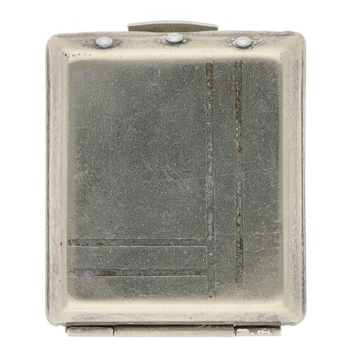 396 - Art Deco metal cased folding travel purse watch, silvered dial with luminous Arabic numerals and out... 