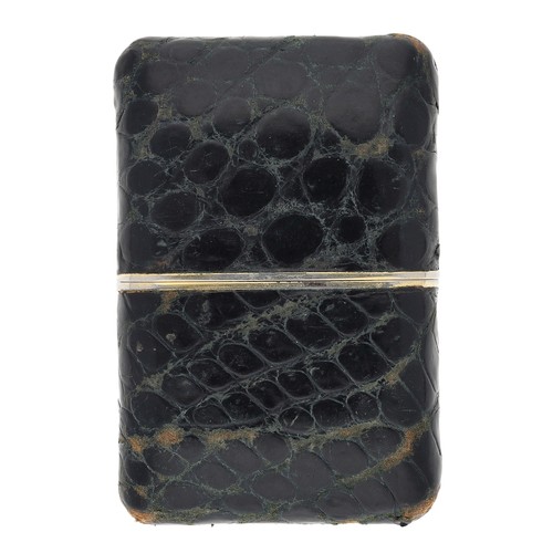 395 - Swiss alarm quartz purse watch signed Asprey with a leather bound case, 56mm wide closed... 