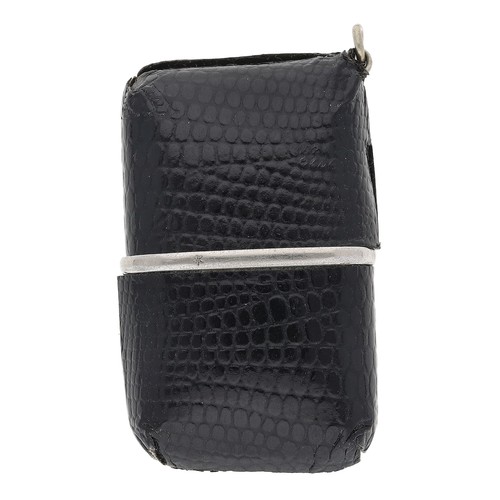 394 - Movado small purse watch with a snakeskin case, signed silvered dail with baton markers and date ape... 