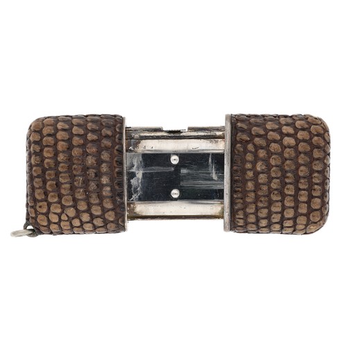 393 - Movado Ermeto small purse watch with a snakeskin case, signed silvered dial with Arabic numerals and... 