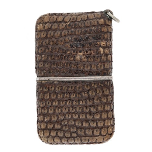 393 - Movado Ermeto small purse watch with a snakeskin case, signed silvered dial with Arabic numerals and... 