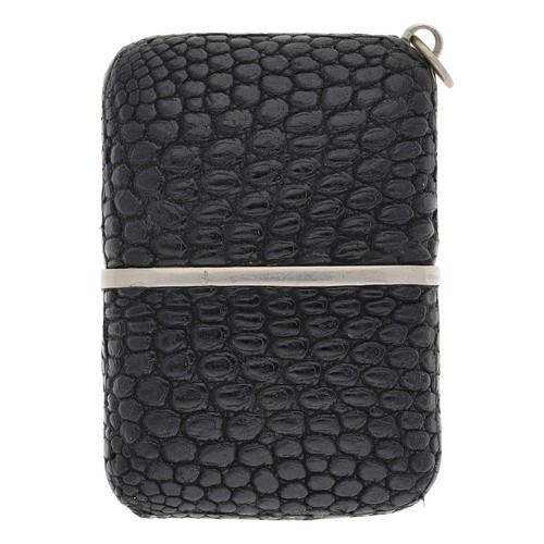 392 - Movado purse watch with a snakeskin case, with a square silvered dial, case no. 502, 49mm closed... 
