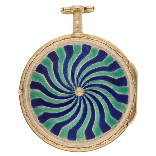 380 - Attractive French gold and enamel calendar verge pocket watch, the fusee movement signed 'Daspre &am... 