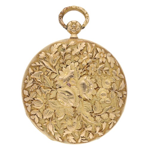 370 - Attractive French 18ct cylinder dress pocket watch, unsigned gilt movement with gilt three arm balan... 