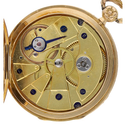 370 - Attractive French 18ct cylinder dress pocket watch, unsigned gilt movement with gilt three arm balan... 