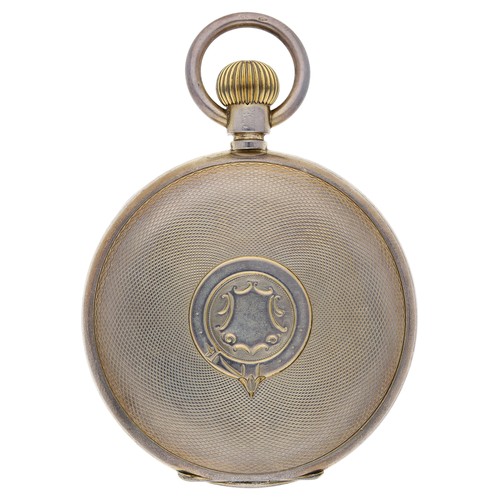 389 - Zenith Prima silver gilt (0.935) lever hunter pocket watch, signed gilt frosted 17 jewel movement, n... 