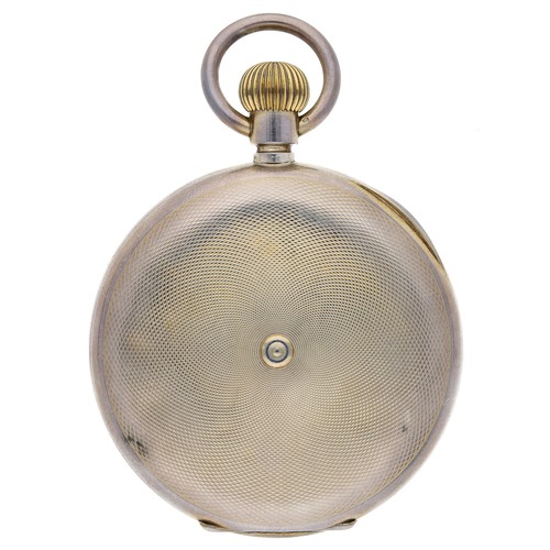 389 - Zenith Prima silver gilt (0.935) lever hunter pocket watch, signed gilt frosted 17 jewel movement, n... 