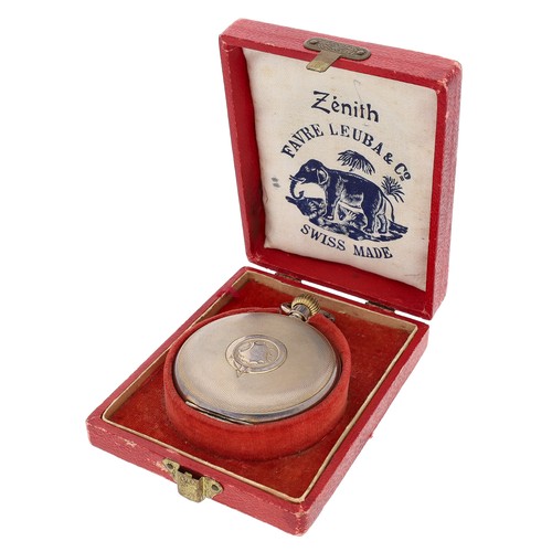 389 - Zenith Prima silver gilt (0.935) lever hunter pocket watch, signed gilt frosted 17 jewel movement, n... 