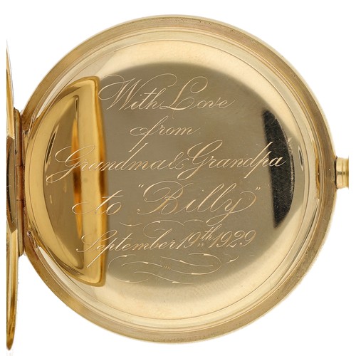 385 - Good Astral 18ct lever hunter pocket watch, London 1916, signed A. Grade 21 jewel adjusted free spru... 