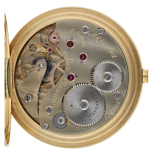 385 - Good Astral 18ct lever hunter pocket watch, London 1916, signed A. Grade 21 jewel adjusted free spru... 