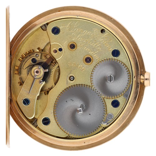 372 - A. Lange & Sohne, Glashutte, Dresden - 18ct lever set hunter pocket watch, signed  gilt frosted ... 