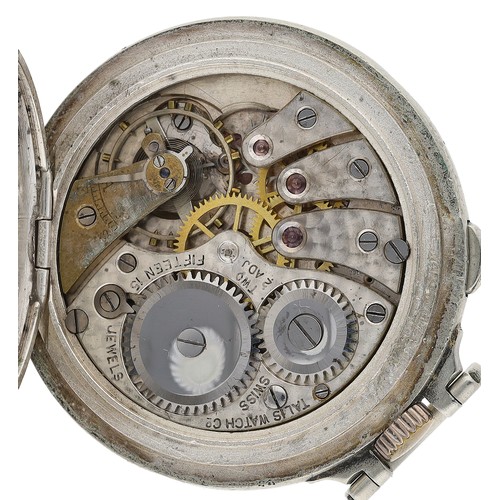 378 - Talis Watch Co. white metal lever hunter golf ball fob watch, signed 15 jewel movement, hinged cuvet... 