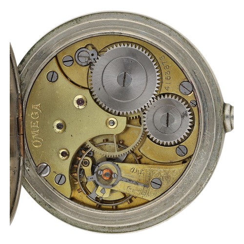 374 - Omega nickel cased lever pocket watch, serial no. 4153876, circa 1912-1915, signed movement with com... 