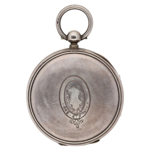 371 - Swiss silver fusee lever pocket watch with 'up/down' dial, the unsigned movement with compensated ba... 