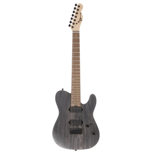 13 - 2017 Charvel Pro-Mod San Dimas 2-7 HH seven string electric guitar, made in Mexico; Body: charcoal g... 
