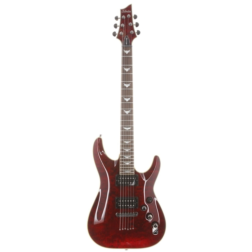 27 - 2015 Schecter Diamond Series Omen Extreme electric guitar, made in Indonesia; Body: trans red quilte... 