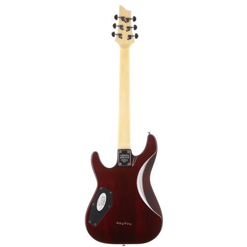 27 - 2015 Schecter Diamond Series Omen Extreme electric guitar, made in Indonesia; Body: trans red quilte... 
