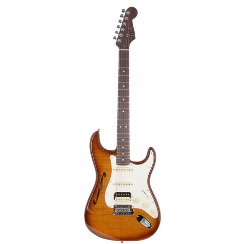 51 - 2019 Fender Rarities Flame Maple Top Stratocaster HSS Thinline electric guitar, made in USA; Body: v... 