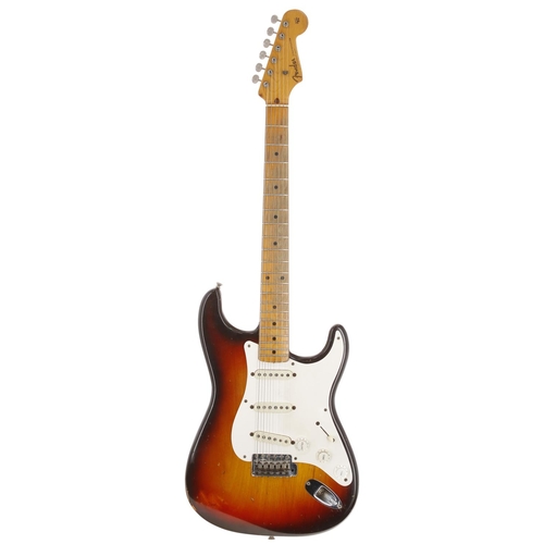 6 - 1959 Fender Stratocaster electric guitar, made in USA; Body: three-tone sunburst finished alder, som... 