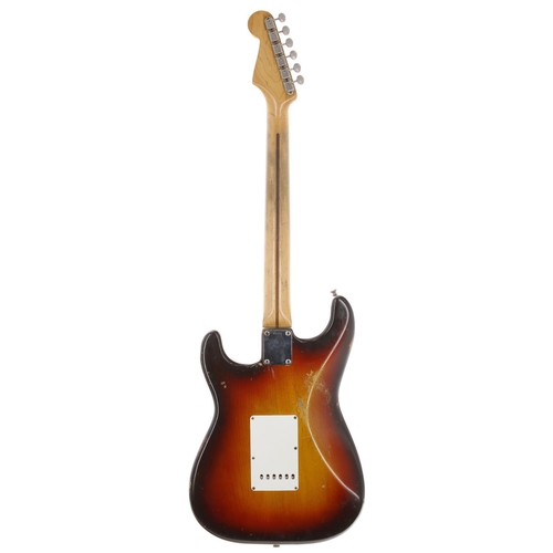 6 - 1959 Fender Stratocaster electric guitar, made in USA; Body: three-tone sunburst finished alder, som... 