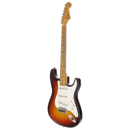 6 - 1959 Fender Stratocaster electric guitar, made in USA; Body: three-tone sunburst finished alder, som... 