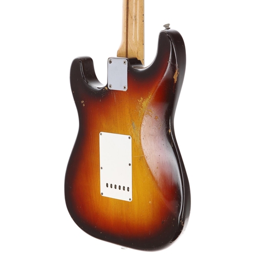 6 - 1959 Fender Stratocaster electric guitar, made in USA; Body: three-tone sunburst finished alder, som... 