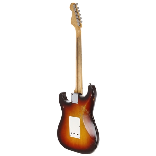 6 - 1959 Fender Stratocaster electric guitar, made in USA; Body: three-tone sunburst finished alder, som... 