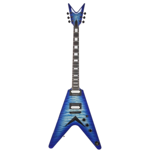 9 - 2019 Dean V Select electric guitar, made in Indonesia; Body: Ocean burst quilt top upon brown gloss ... 