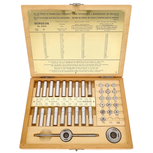 Bergeon cased set of screw taps and dies for watchmaker, No. 30010 (two ...