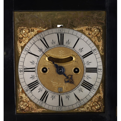 1230 - William Tomlinson, London - Fine early 18th century English ebonised double fusee verge bracket cloc... 