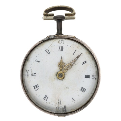 361 - Alurin, London - 18th Century silver verge pair cased pocket watch, London 1767, signed movement, no... 
