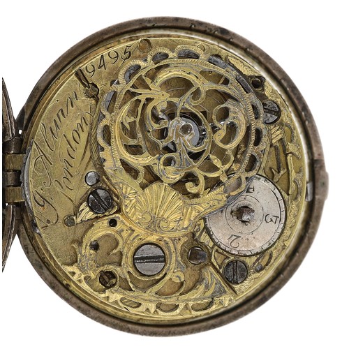 361 - Alurin, London - 18th Century silver verge pair cased pocket watch, London 1767, signed movement, no... 