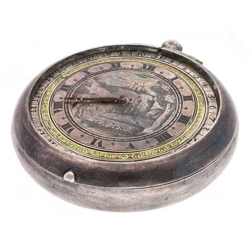 365 - Michael Bird, Oxon - Rare and fine 17th century pre-balance spring silver key wind 'puritan' calenda... 