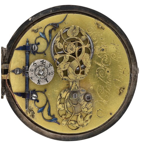 365 - Michael Bird, Oxon - Rare and fine 17th century pre-balance spring silver key wind 'puritan' calenda... 