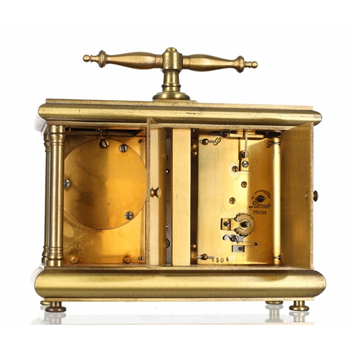 1036 - Early 20th century French desk compendium, mounted with a carriage clock timepiece and barometer, wi... 