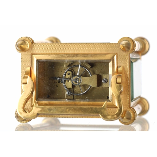 1039 - Good small 19th century English single fusee carriage clock timepiece, 1.75