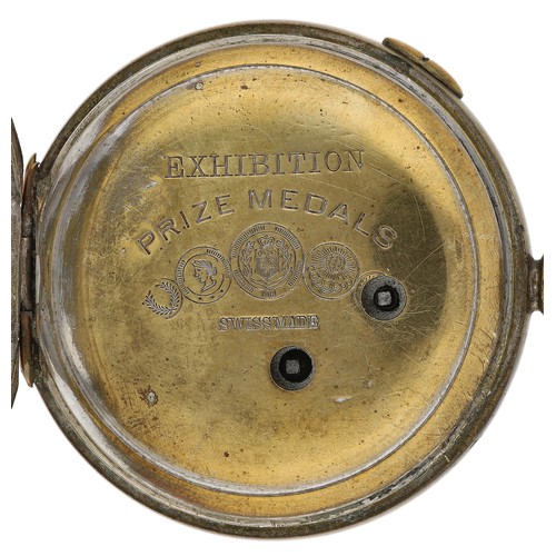 366 - Swiss 'Best Centre Seconds Marine Chronograph' nickel cased cylinder pocket watch, three quarter pla... 