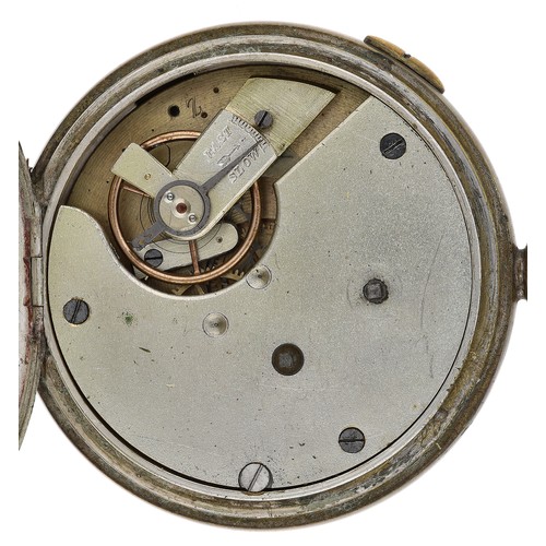 366 - Swiss 'Best Centre Seconds Marine Chronograph' nickel cased cylinder pocket watch, three quarter pla... 