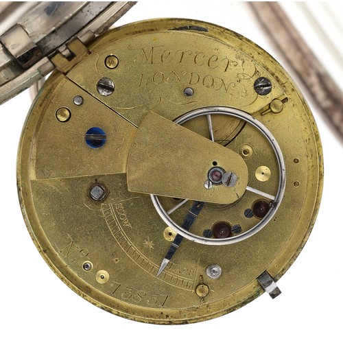 367 - Mercer, London - Victorian silver fusee lever pocket watch, London 1875, signed movement, no. 13831,... 