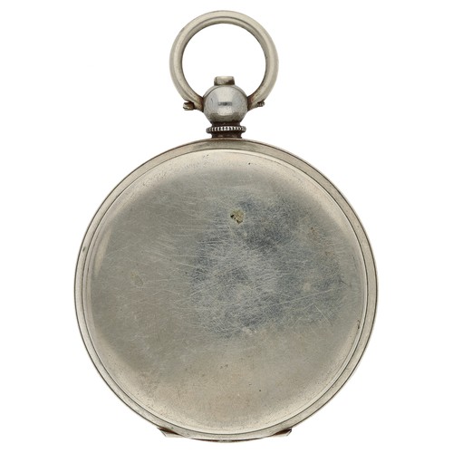 368 - Swiss nickel cased lever pocket watch, three quarter plate movement with compensated balance and reg... 